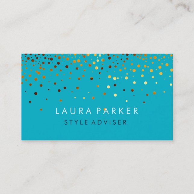 Carte De Visite Arrière - plan turquoise subtil de Faux de parties (Devant)