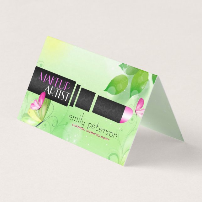 Carte De Visite Arrière - plan vert clair avec symbole de beauté n (Devant)