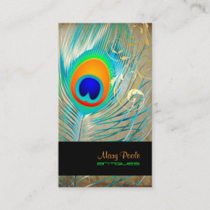 Carte De Visite Arrière - plan vintage/paon de PixDezines+en