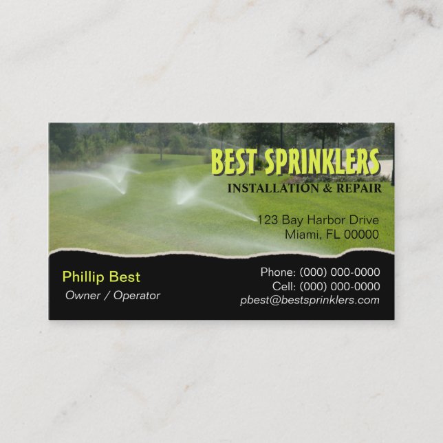 Carte De Visite Arroseuse de pelouse/carte de visite d'aménagement (Devant)