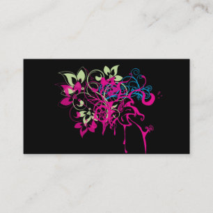 Carte De Visite Art abstrait d'égouttements de fleurs vertes