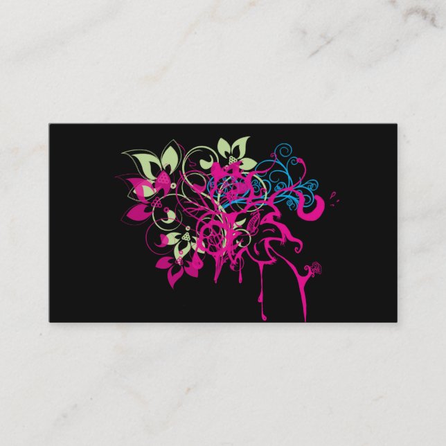 Carte De Visite Art abstrait d'égouttements de fleurs vertes (Devant)