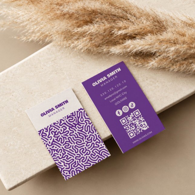 carte de visite art abstrait écriture violette (Créateur téléchargé)