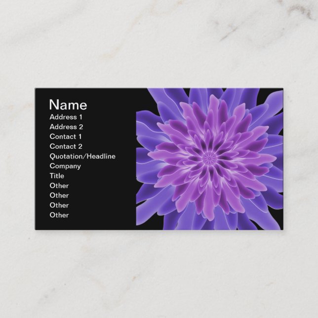 Carte De Visite Art abstrait fleur violette (Devant)