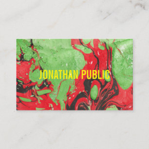 Carte De Visite Art Abstrait moderne Elégant Modèle rouge vert