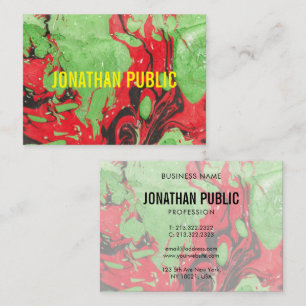 Carte De Visite Art Abstrait Moderne Élégant Rouge Et Vert
