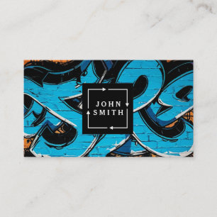 Carte De Visite Art Abstrait Moderne Graffiti Bleu