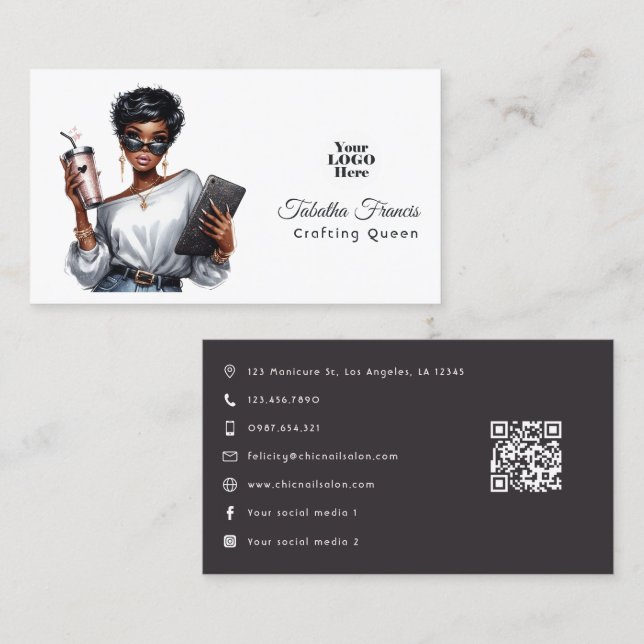 Carte De Visite Art d'autonomisation de la reine de l'artisanat af (Devant / Derrière)