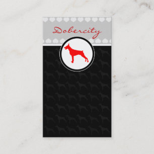 Carte De Visite Art de chien Doberman noir rouge