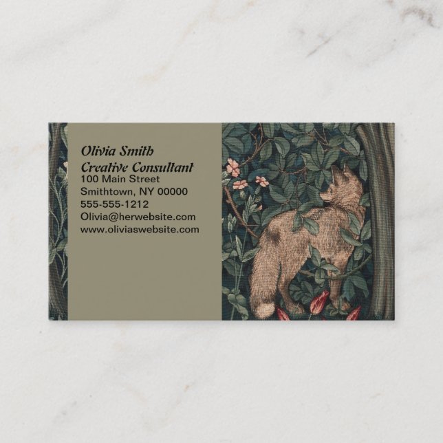 Carte De Visite Art de faune de renard de verdure de William Morri (Devant)