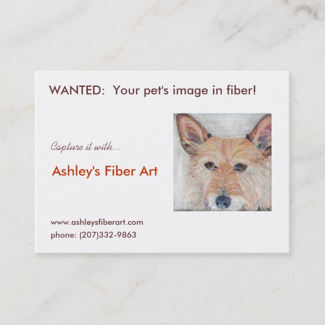 Carte De Visite Art de la fibre d'Ashley (Devant)