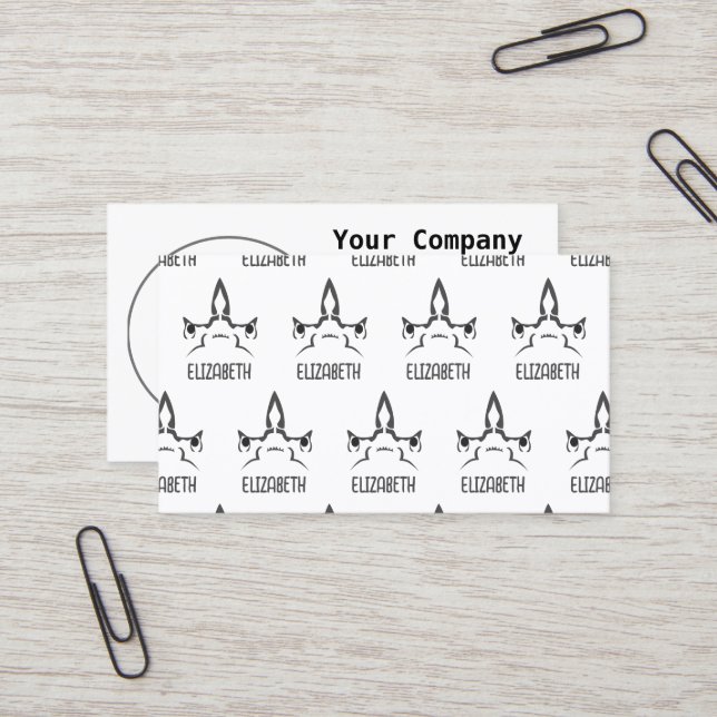 Carte De Visite Art de la ligne de requin en marteau en colère (Devant/Arrière en situation)