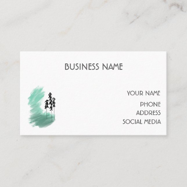 Carte De Visite art de l'arbre vert scandinave simple moderne ment (Devant)