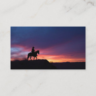 Carte De Visite Art de silhouette de cowboy occidental sous le cré