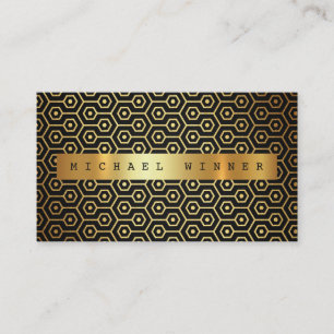 Carte De Visite Art Déco Black Glam Ornement Vip Golden Foil