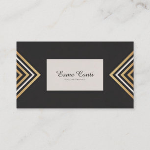 Carte De Visite Art Déco Chevron Or Moderne Géométrique Noir