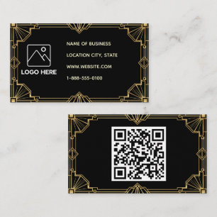 Carte de visite Art Déco Code QR Or Noir