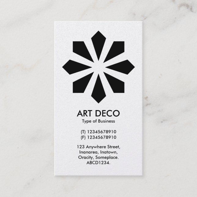 Carte De Visite Art Déco Flower Star - Front blanc, Arrière noir (Devant)