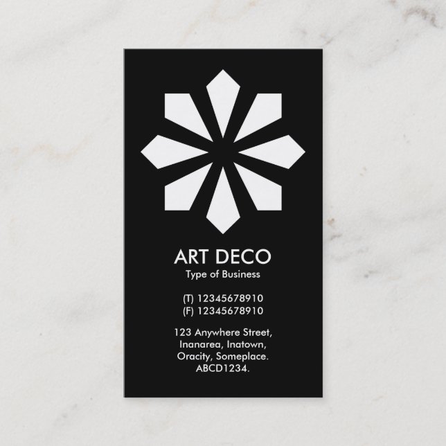 Carte De Visite Art Déco Flower Star - Noir (Devant)