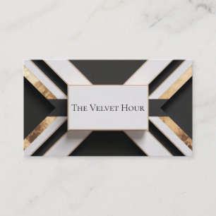 Carte De Visite Art Déco Géométrique Luxueux Chevron Noir et Or