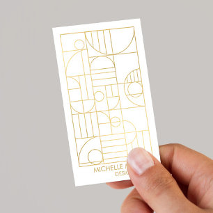 Carte De Visite Art Déco géométrique moderne Faux Gold Designer