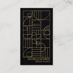 Carte De Visite Art déco géométrique moderne papier faux or/noir