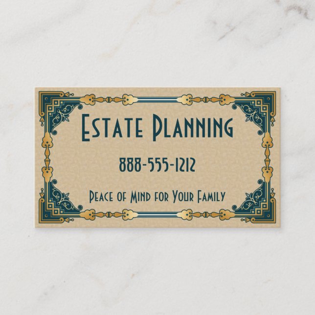 Carte De Visite Art Déco Green et Gold encadré professionnel (Devant)