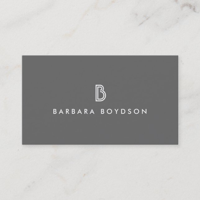 Carte De Visite ART DÉCO MONOGRAM LOGO INITIAL en GRAY et BLANC (Devant)