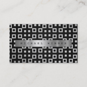 Carte De Visite Art Déco Ornement géométrique Vip Silver Grey Foil