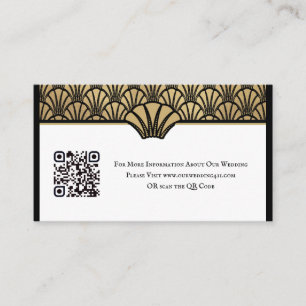 Carte De Visite Art Déco QR Code Information Black Gold Mariage