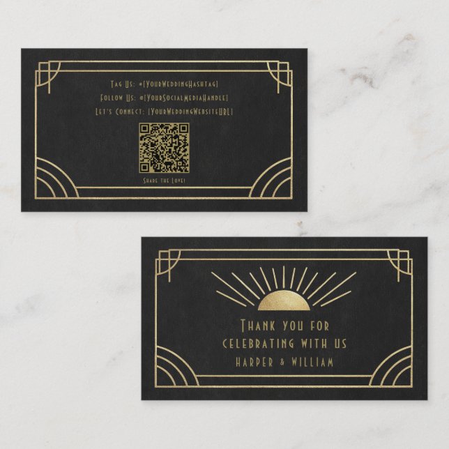 Carte De Visite Art Deco Social & Thank You Cards (Devant / Derrière)