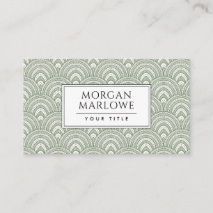 Carte De Visite Art Déco Vert Sauge Géométrique 