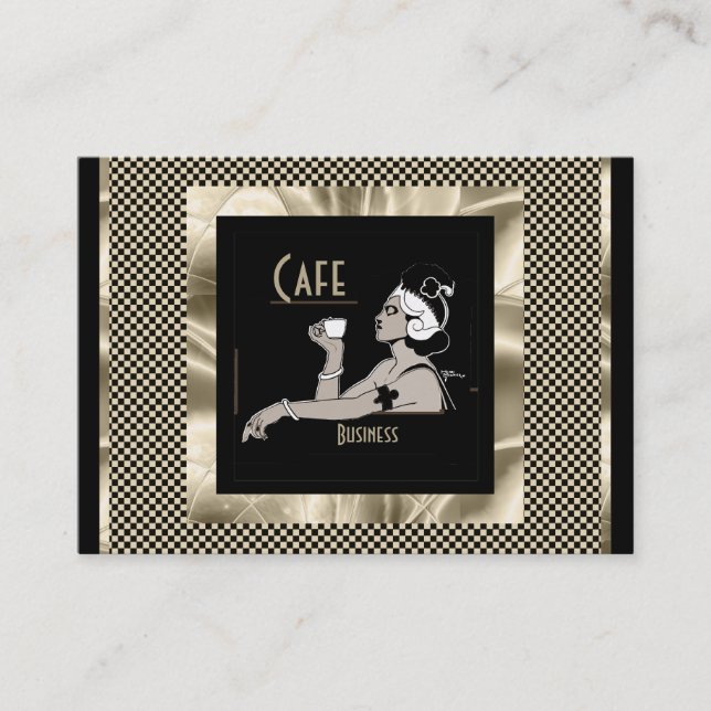 Carte de visite Art déco vintage Café Entreprise (Devant)
