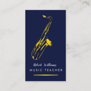 Carte De Visite Art d'or de musicien d'instrument de saxophone de