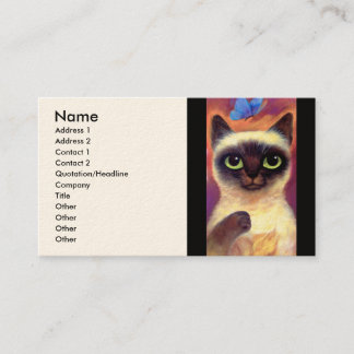 Carte De Visite Art félin de papillon de chat siamois - multi
