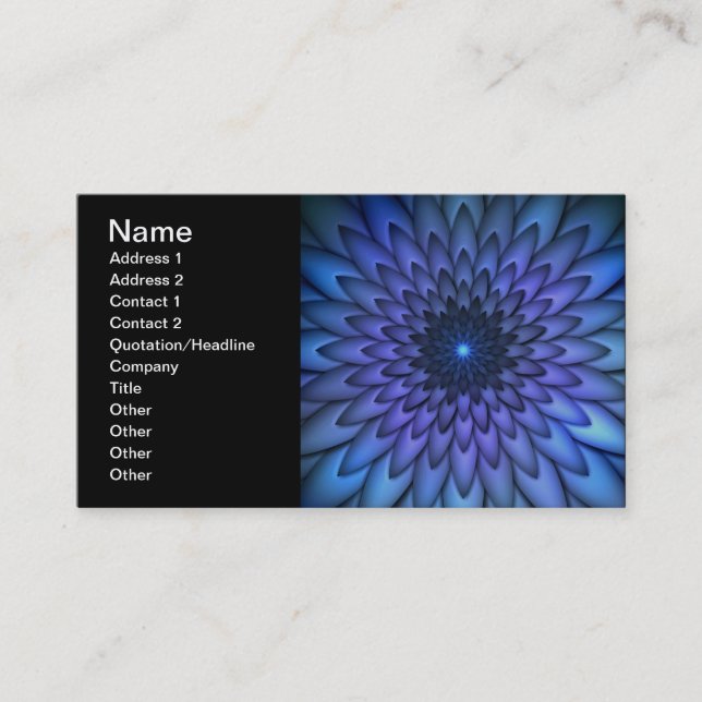 Carte De Visite Art floral abstrait indigo et violet (Devant)