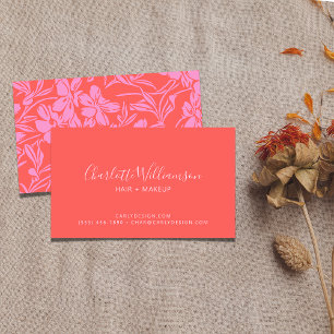 Carte De Visite Art floral botanique boho en rose rouge personnali