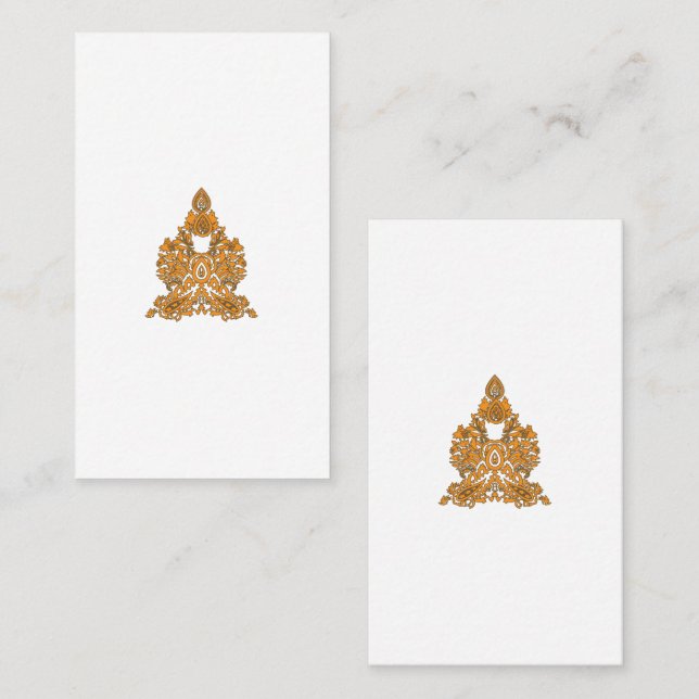 Carte De Visite Art Floral Paisley ・ Décor Boho Orange (Devant / Derrière)
