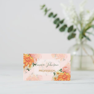 Carte De Visite Art floral rose et orange