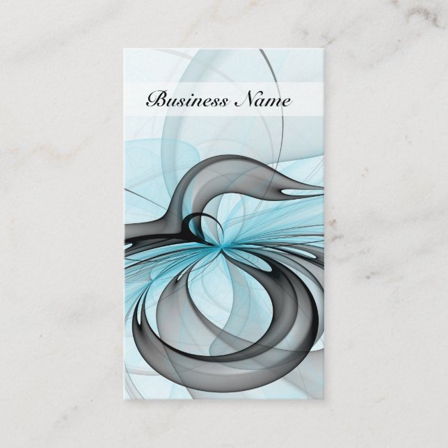 Carte De Visite Art fractal moderne gris anthracite abstrait bleu (Devant)