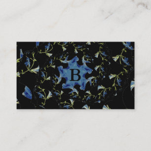 Carte De Visite Art fractal Sage bleu et noir Monogramme