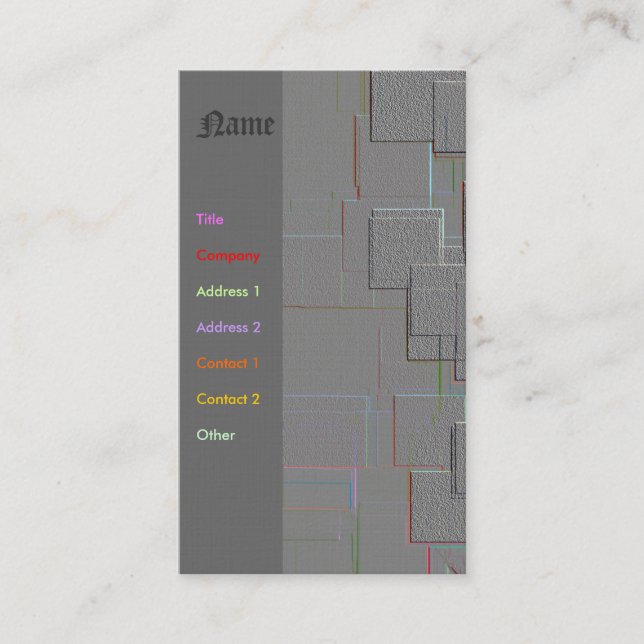 Carte De Visite Art géométrique gothique de "Cyber" (Devant)