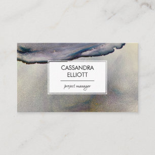 Carte De Visite Art Liquide Abstrait Denim Blue & Gold Alcohol