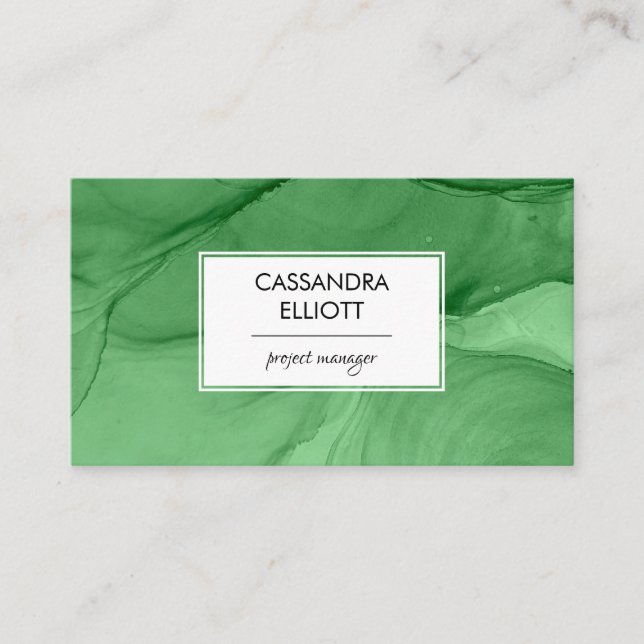 Carte De Visite Art Liquide de l'encre verte Abstraite (Devant)