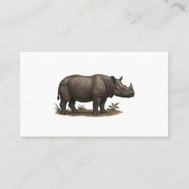 Carte De Visite Art majestueux du rhinocéros de Java - Faune rare  (Devant)
