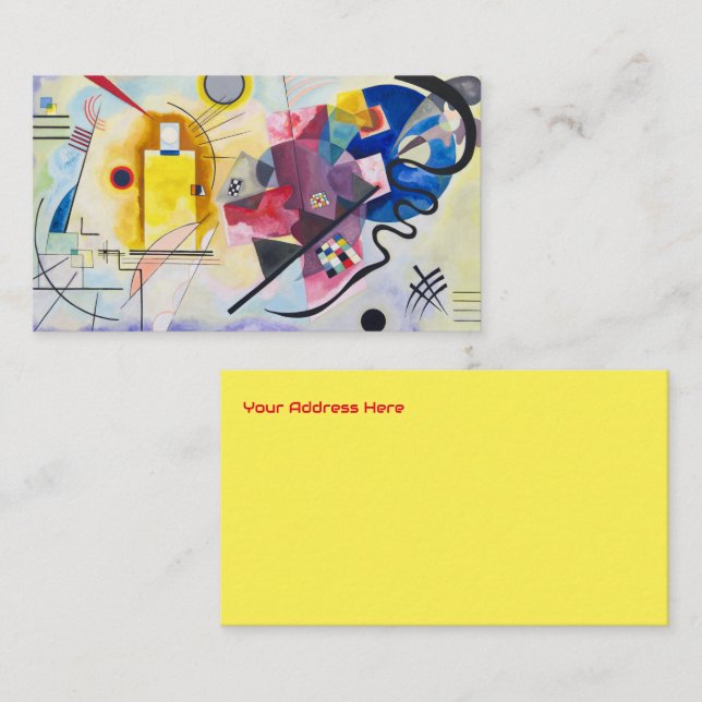Carte De Visite Art moderne Abstrait Kandinsky Jaune Rouge Bleu (Devant / Derrière)