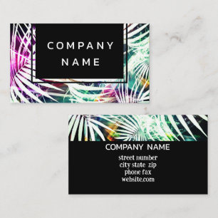 Carte De Visite Art moderne Tropical Palm Nature sur Noir