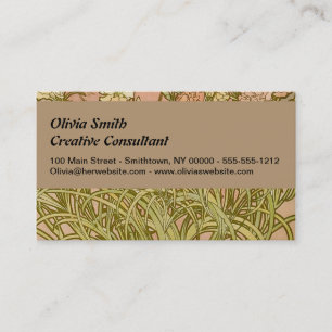 Carte De Visite Art Nouveau Alfonse Mucha fleurs d'oeillets floral