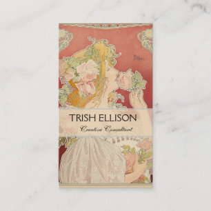 Carte De Visite Art Nouveau Belle Époque Dame Roses Livemont