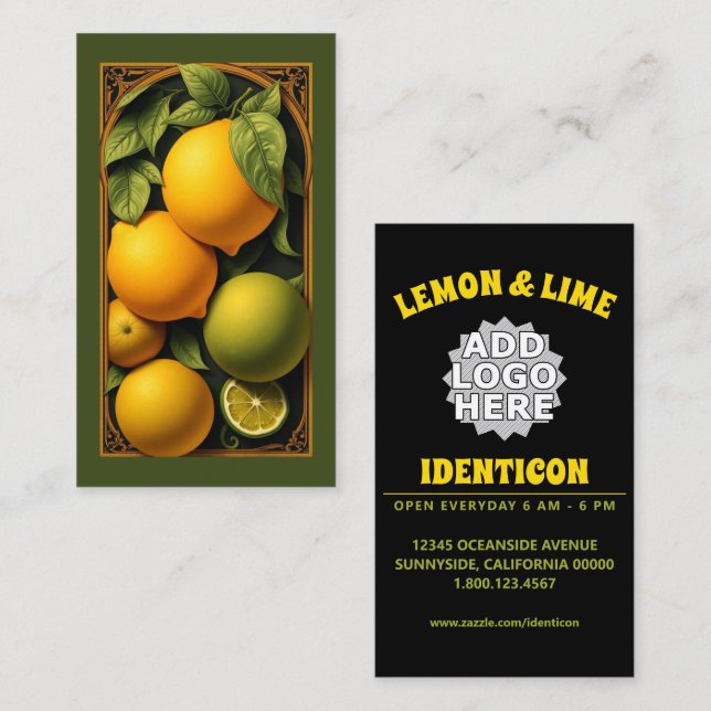 Carte De Visite Art Nouveau Citron Lime (Devant / Derrière)